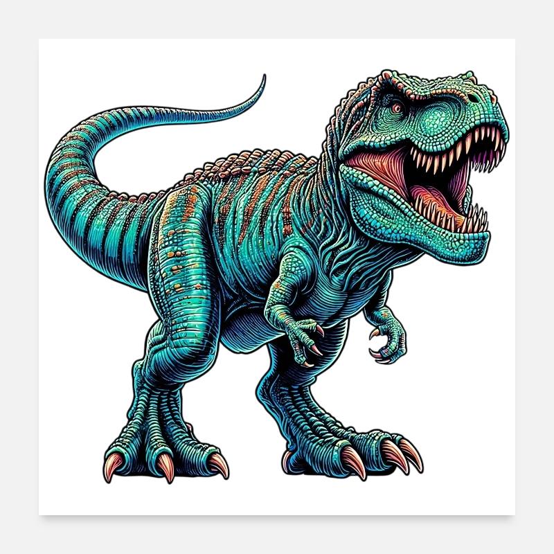 Dinosaurier - Poster 60x60 cm - Weiß
