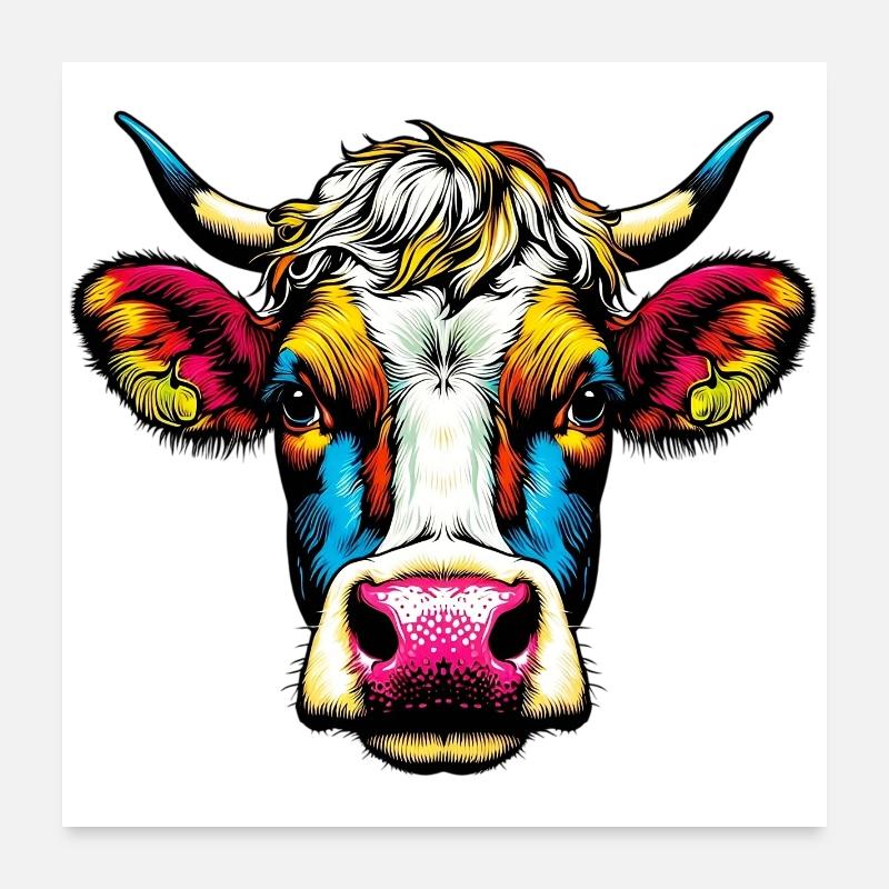 Kuh - Poster 60x60 cm - Weiß
