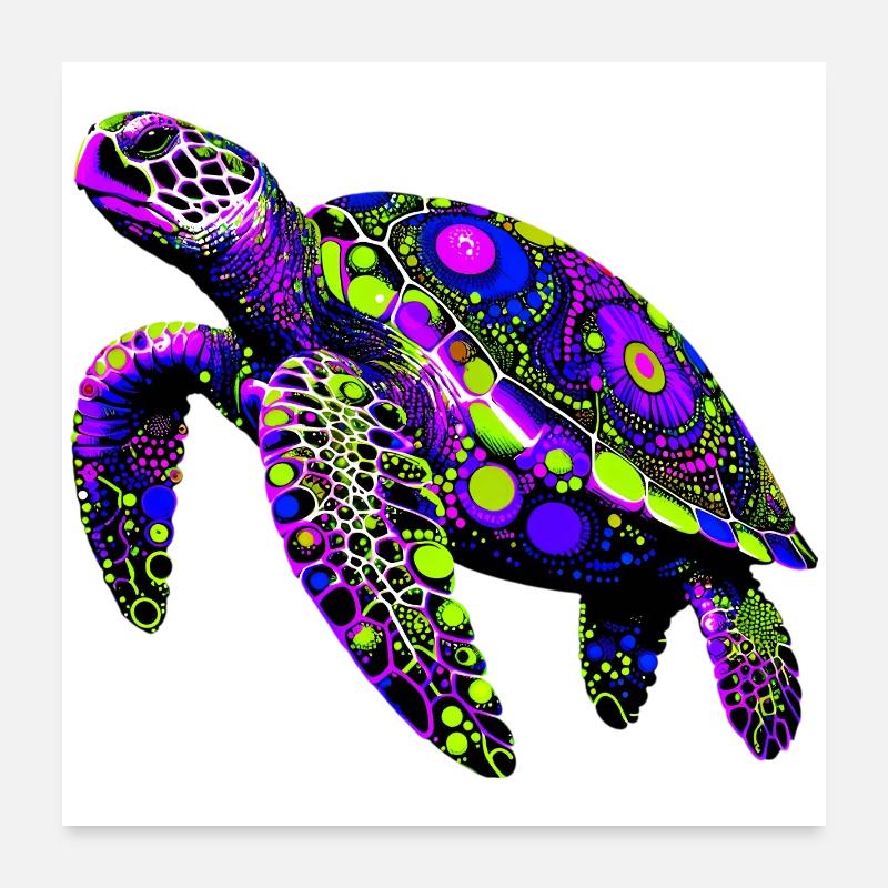 Schildkröte - Poster 60x60 cm - Weiß