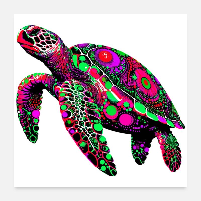 Schildkröte - Poster 60x60 cm - Weiß
