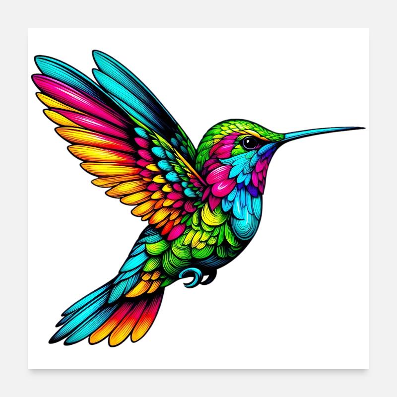 Kolibri - Poster 60x60 cm - Weiß