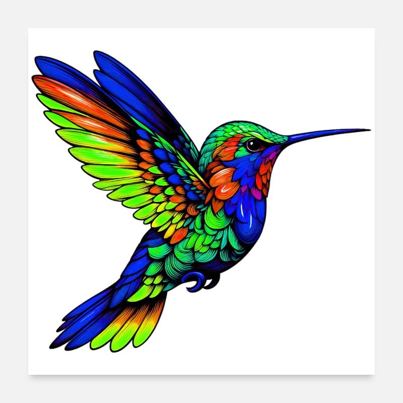 Kolibri - Poster 60x60 cm - Weiß
