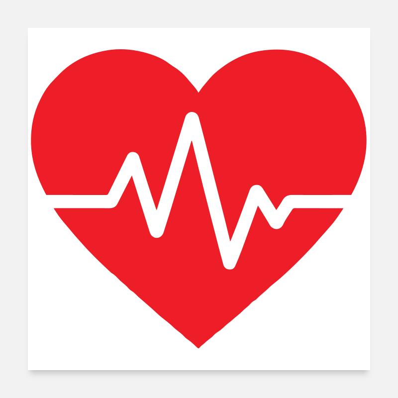 ECG de conception d’impulsion de battement de cœur vibrant Poster 60 x 60 cm