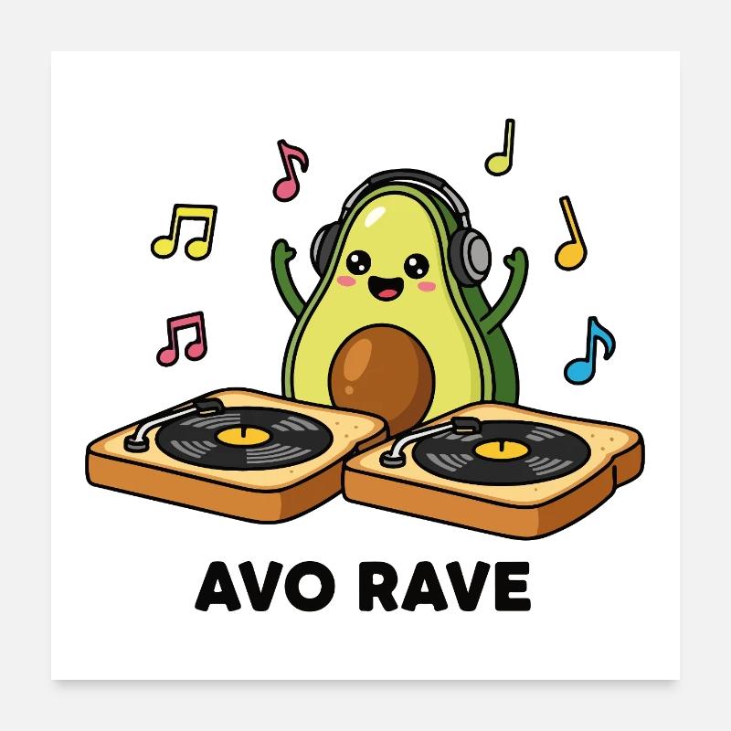 DJ Avocado Poster 60x60 cm