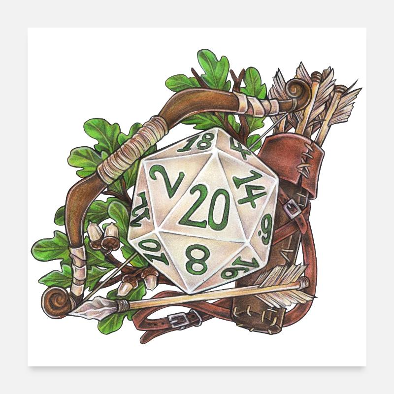Rollenspiel Tabletop D20 Würfel Geschenk Ranger Poster 60x60 cm