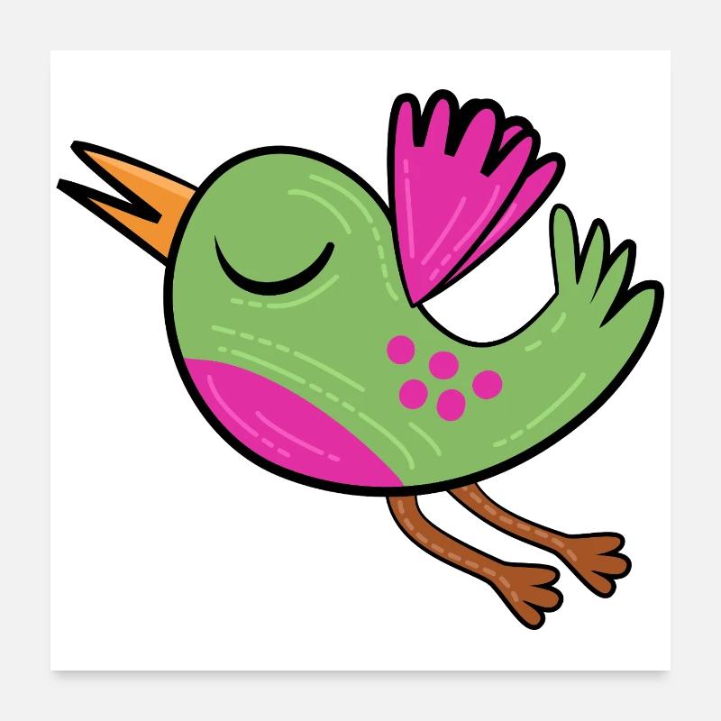 Petit Oiseau Vert Poster 60 x 60 cm