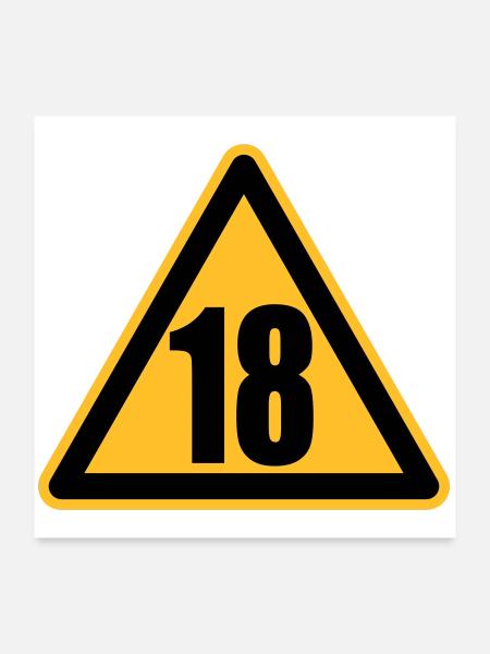 Achtung 18 - Poster 60x60 cm - Weiß - Vorne