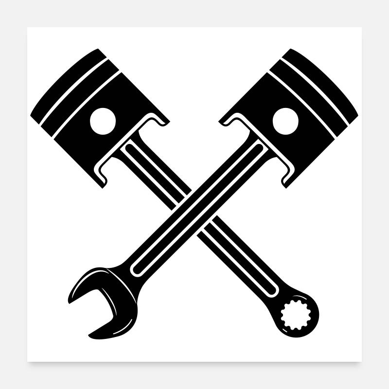 Engine piston key crossed Poster 24" x 24" (60x60 cm)