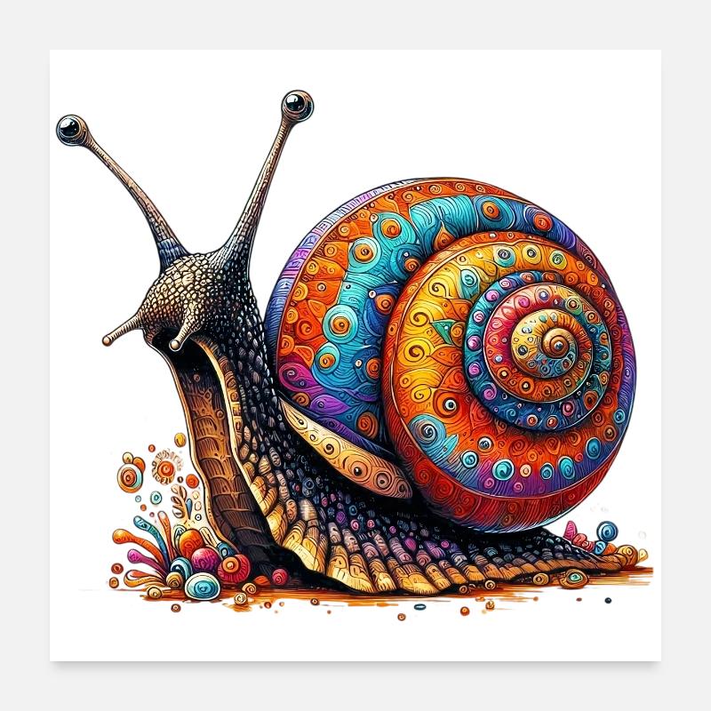 Schnecke - Poster 60x60 cm - Weiß