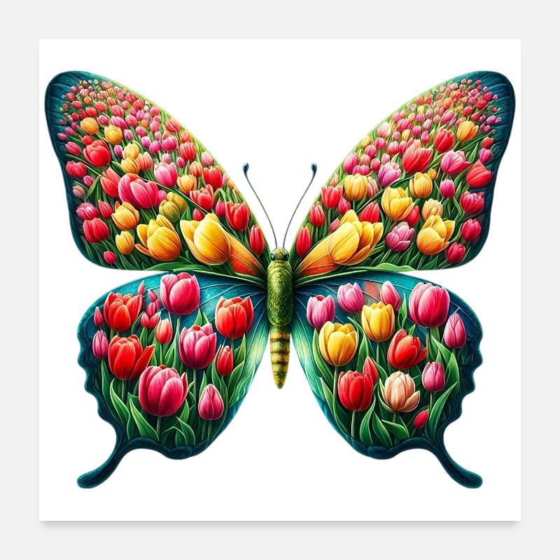 Tulipe papillon tulipe Hollande Poster 60 x 60 cm