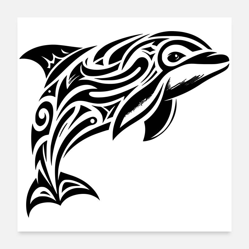 Marsouin commun tribal Poster 60 x 60 cm
