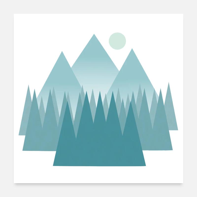 Astralgebirgslandschaft in Blautönen Poster 60x60 cm