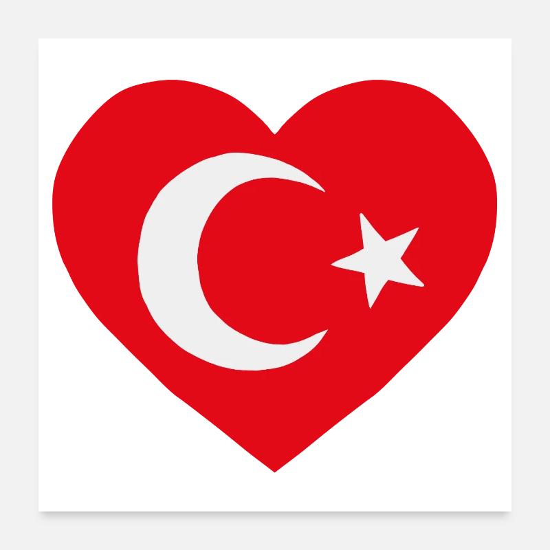 Cœur drapeau turc Poster 60 x 60 cm