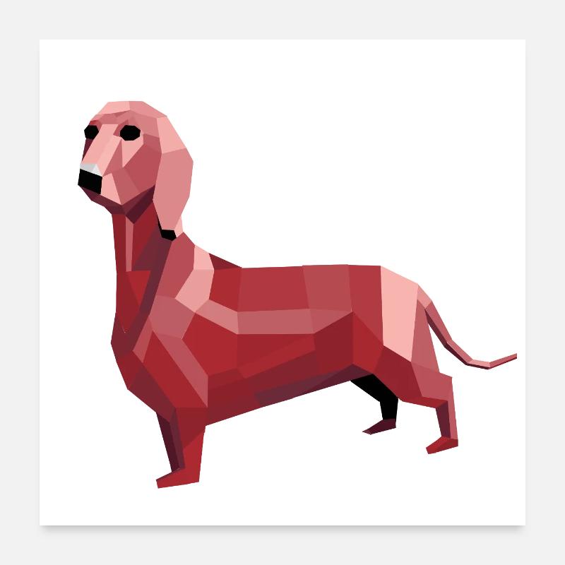 Teckel low poly rouge Poster 60 x 60 cm