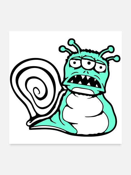Schnecke Alien Monster Halloween Außerirdischer - Poster 60x60 cm - Weiß - Vorne