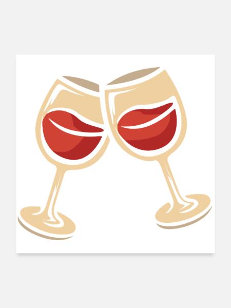 Two wine glasses for toasting - Poster 24" x 24" (60x60 cm) - white - Front
