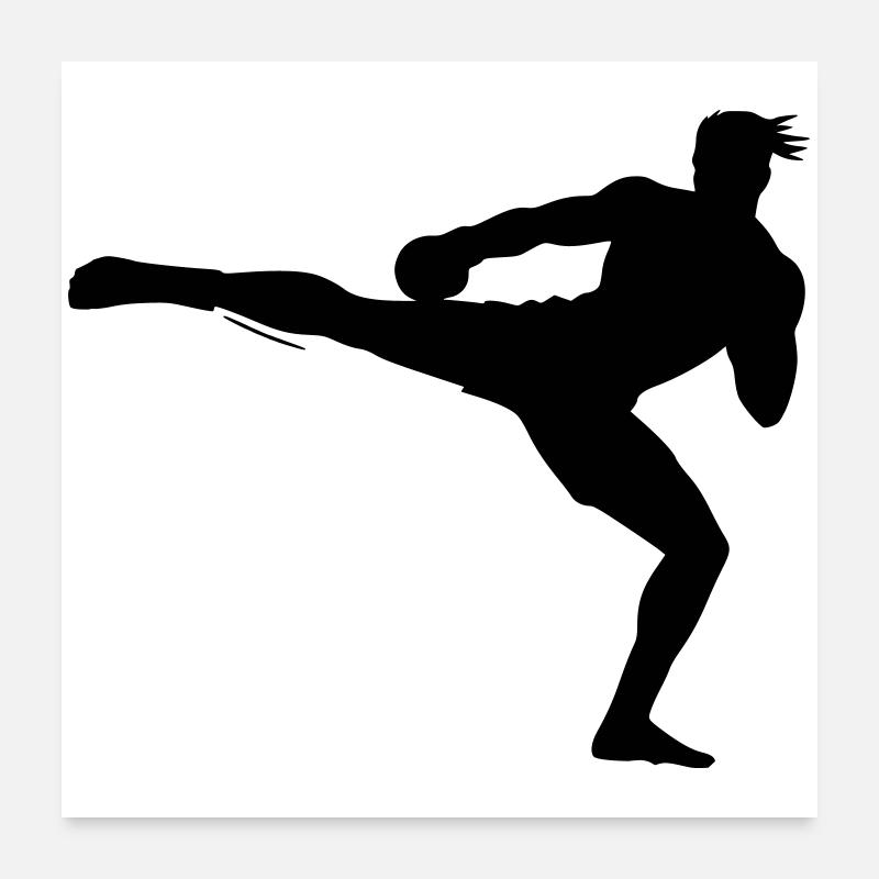 Kickboxer Silhouette  Poster 60x60 cm
