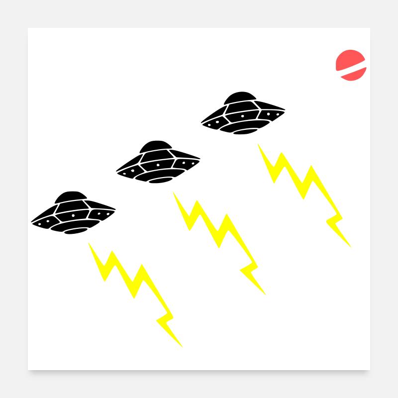 UFO Invasion Blitz Angriff Alien Vektor Poster 60x60 cm