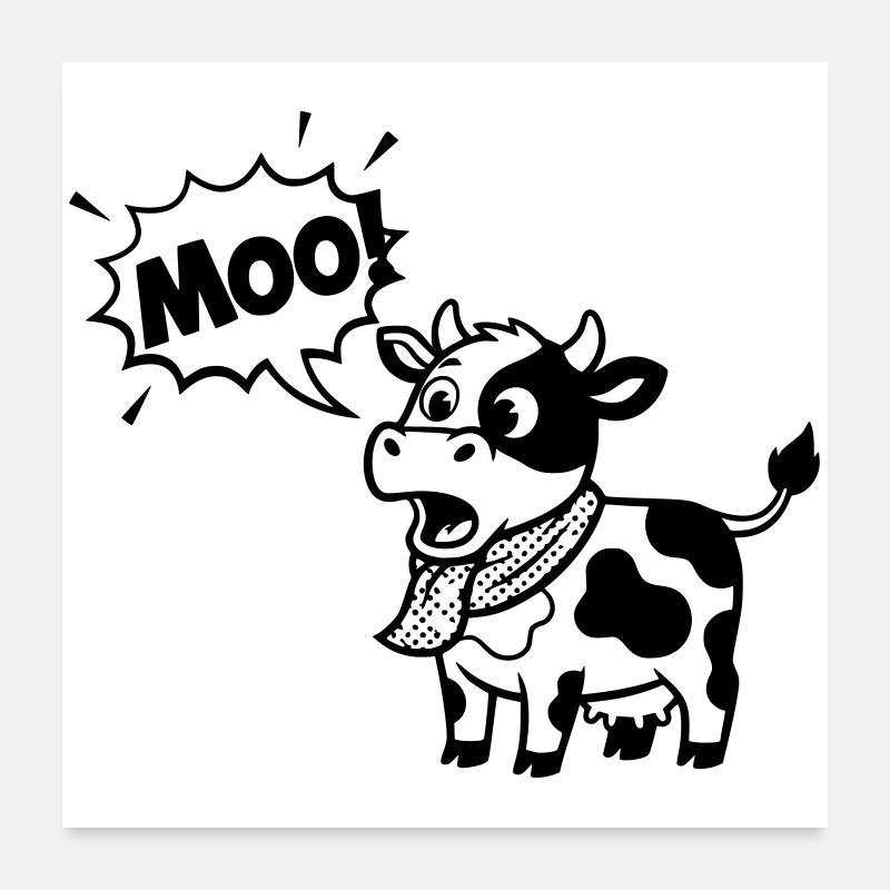 Funny Cow Moo Comic Speech Bubble Poster 24" x 24" (60x60 cm)