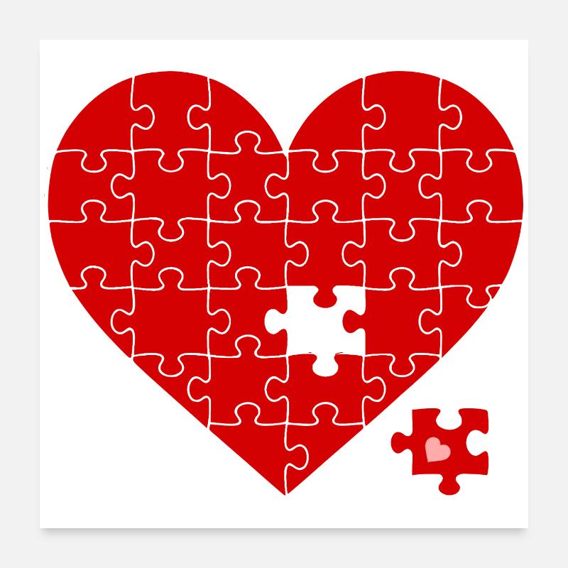 Rotes Puzzle Herz: Poster 60x60 cm