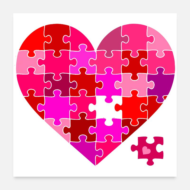 Herz Puzzle Farbexplosion Poster 60x60 cm
