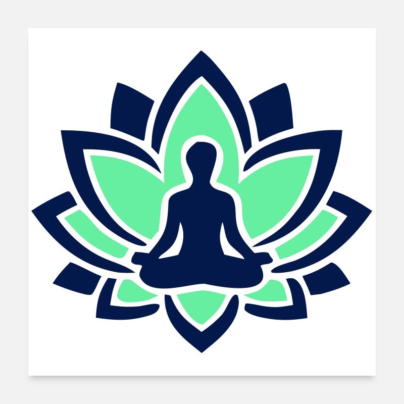 Silhouette de méditation du lotus Poster 60 x 60 cm