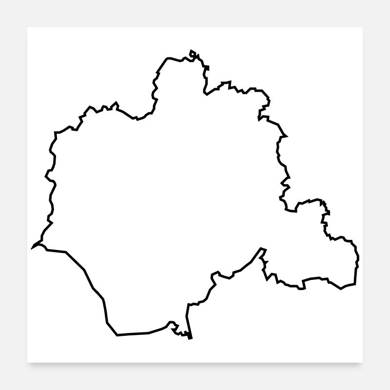 Kontur des Kreises Lippe - Poster 60x60 cm - Weiß