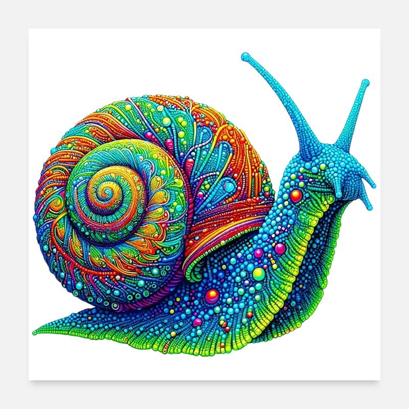 Schnecke - Poster 60x60 cm - Weiß