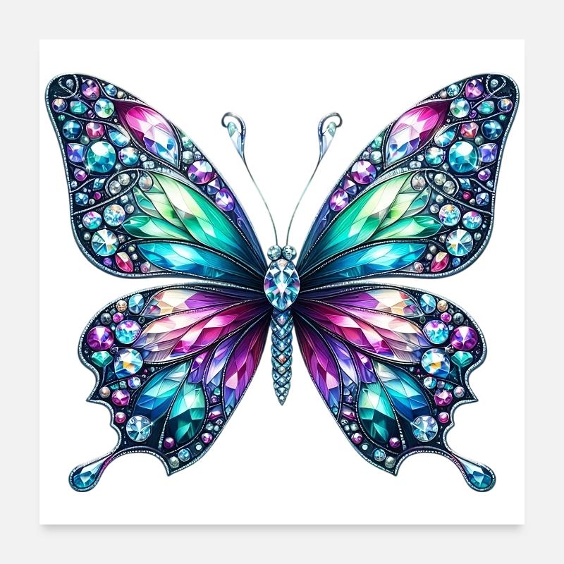 Papillon, Diamant, Diamants, Cristaux, Cristal Poster 60 x 60 cm