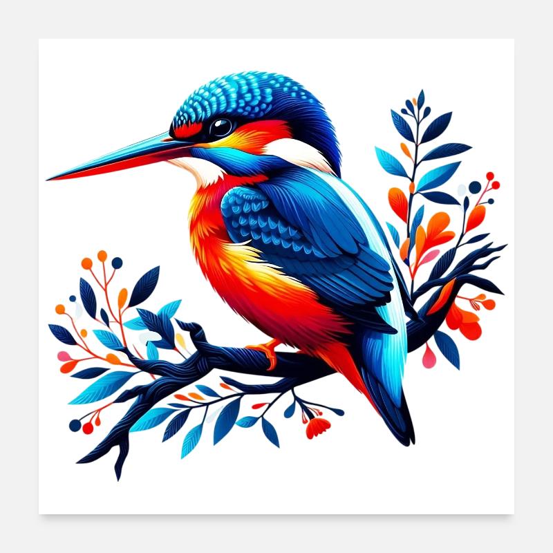 Eisvogel - Poster 60x60 cm - Weiß