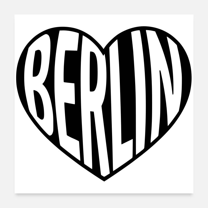 Berlin Heart Typo Poster 24" x 24" (60x60 cm)