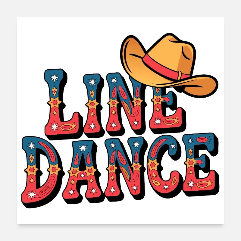 Lone Dance Cowboy Text with Hat Poster 24" x 24" (60x60 cm)