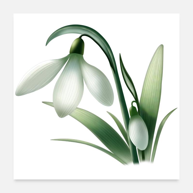Anémone d’hiver – Graphique de fleur blanche Poster 60 x 60 cm