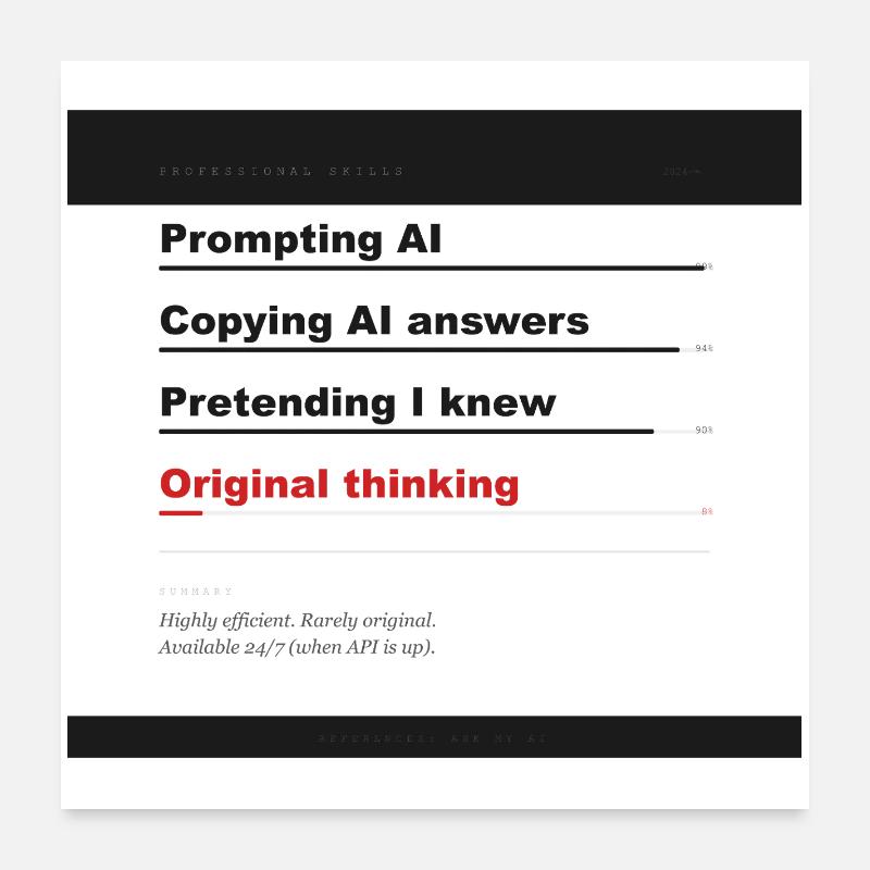 FERTIGKEITEN: PROMPT-KI 99 % Poster 60x60 cm