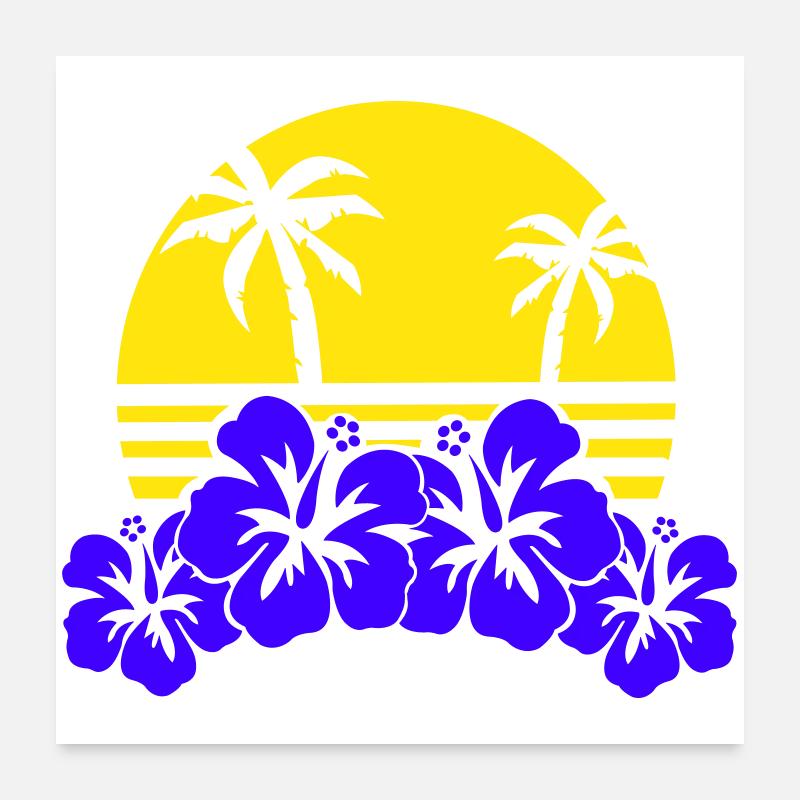 Hibiscus du soleil tropical du soir Poster 60 x 60 cm