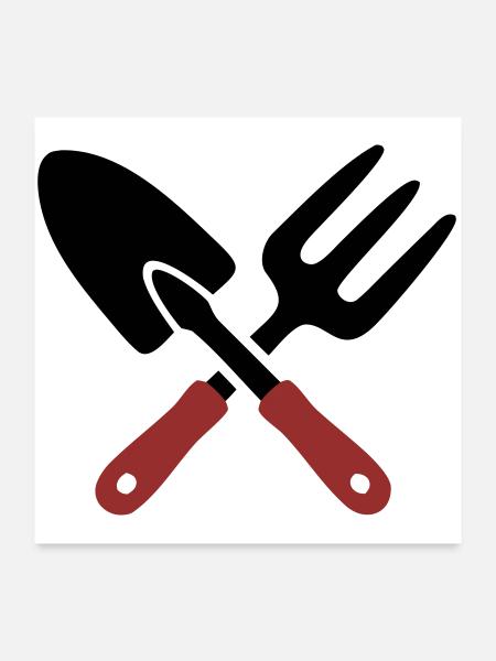 Icône de pelle d’outil de jardin - Poster 60 x 60 cm - blanc - Devant