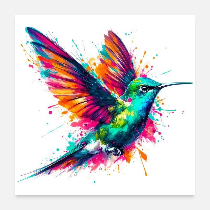 Colibri - Poster 60 x 60 cm - blanc