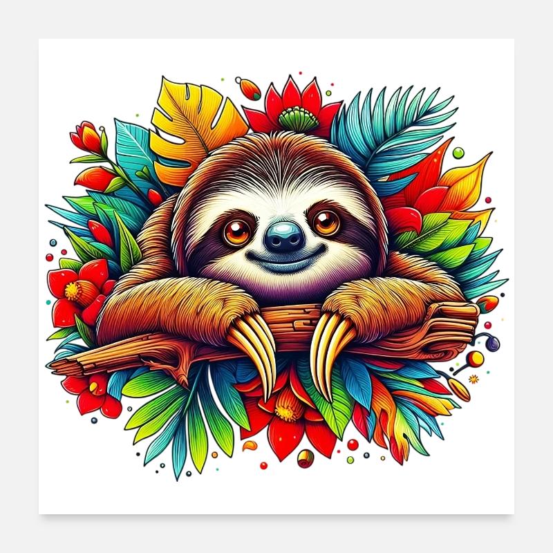 Faultier Poster 60x60 cm