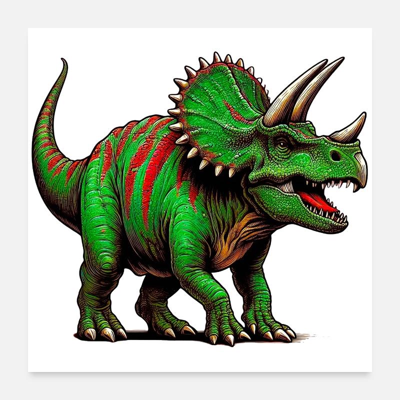Dinosaurier - Poster 60x60 cm - Weiß