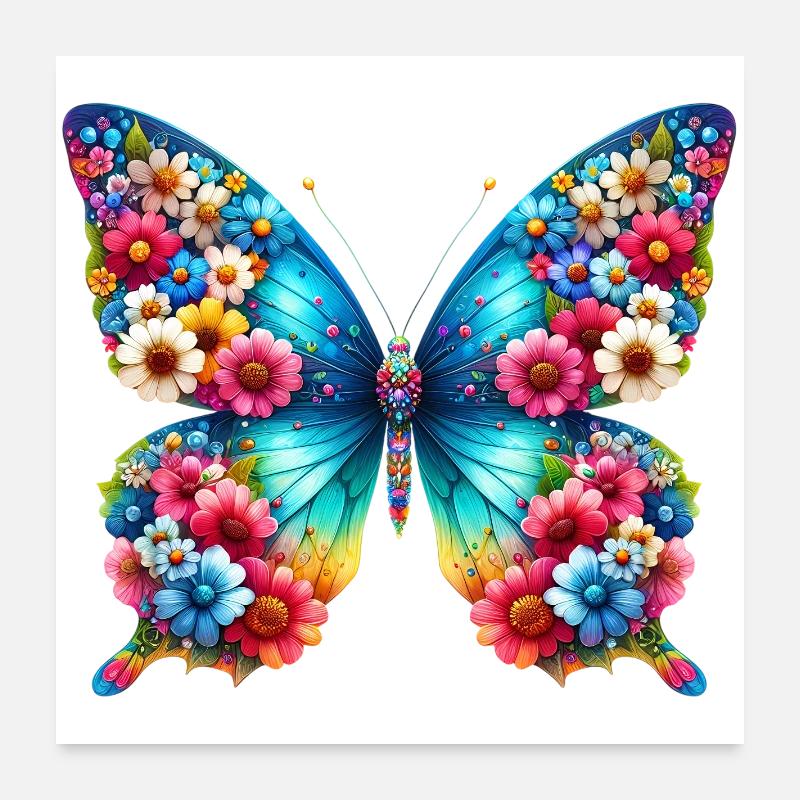 Papillon - Poster 60 x 60 cm - blanc