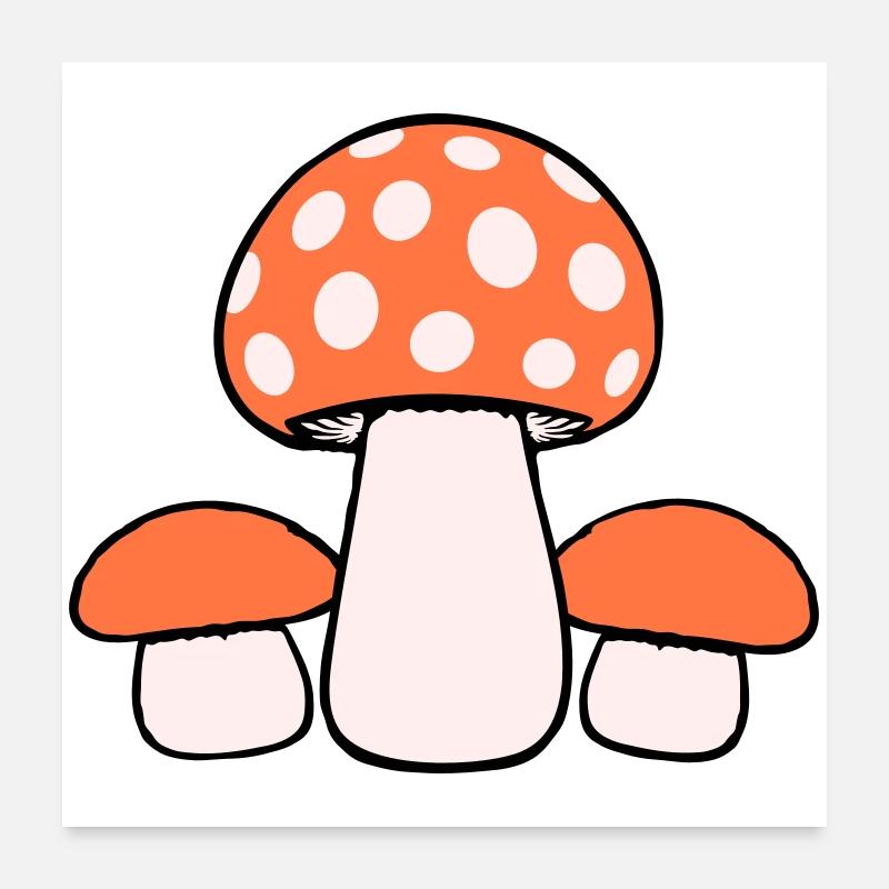 3 champignons Trois groupes Famille parsemée Champignons Nature Poster 60 x 60 cm