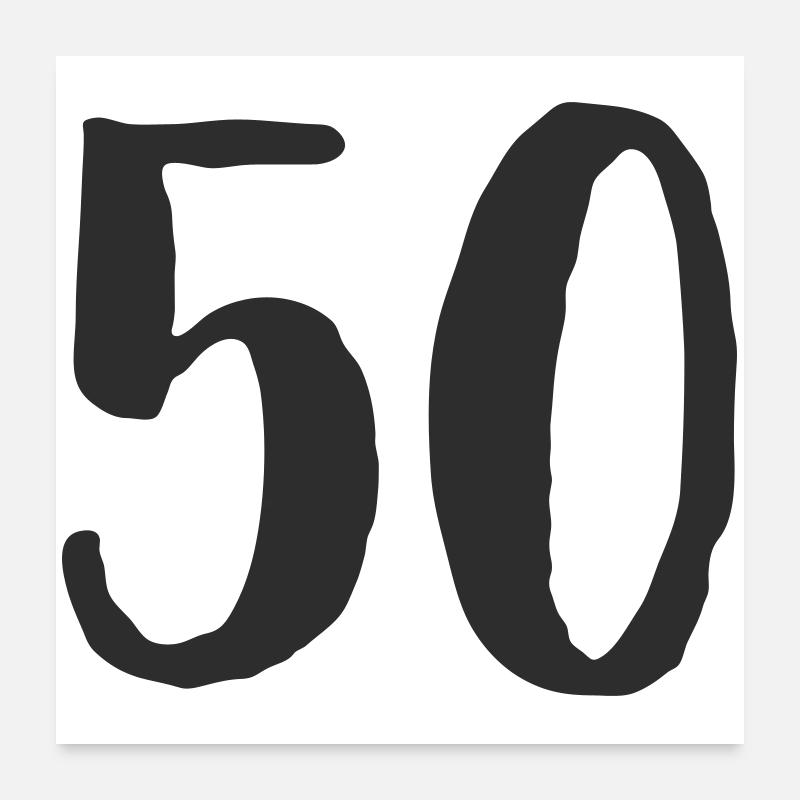 50e anniversaire Numéro Numéro Cadeau Poster 60 x 60 cm