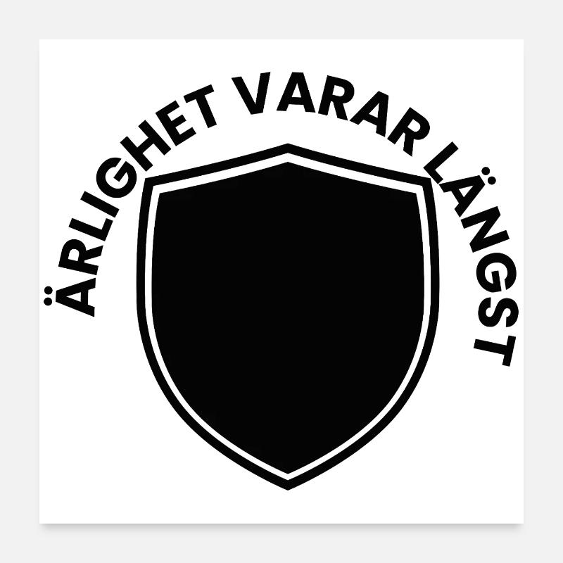 Blason noir avec emblème à bordure blanche Poster 60 x 60 cm