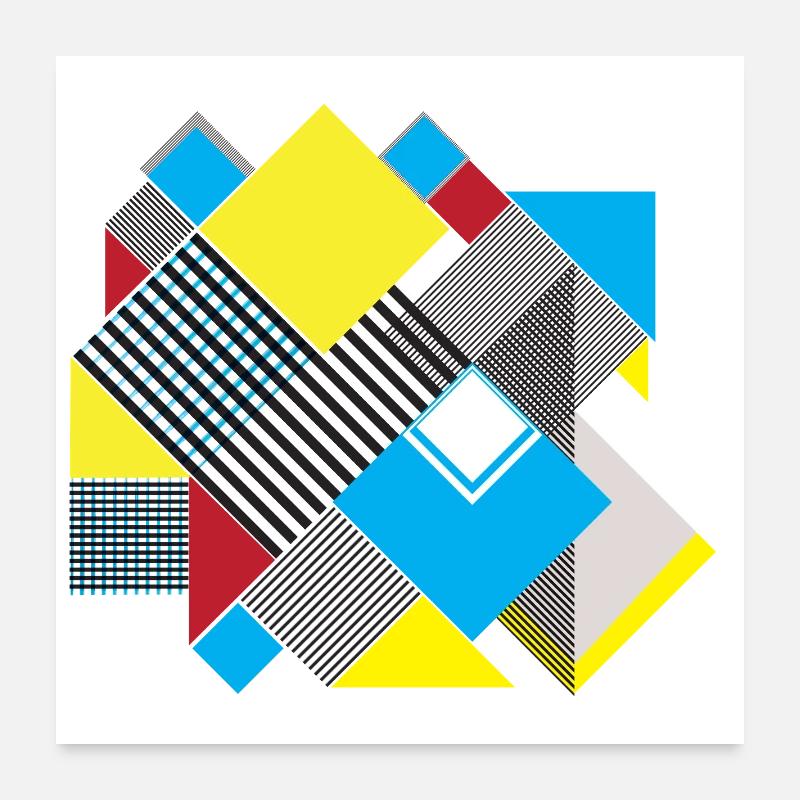 Geometric Color Square Composition Poster 24" x 24" (60x60 cm)