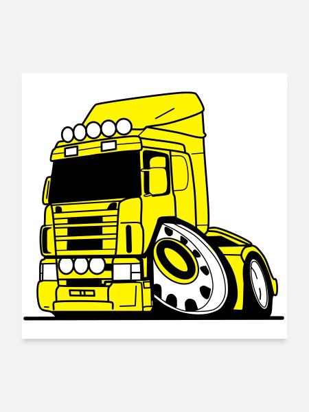 Camion V8 Vabis - Poster 60 x 60 cm - blanc - Devant