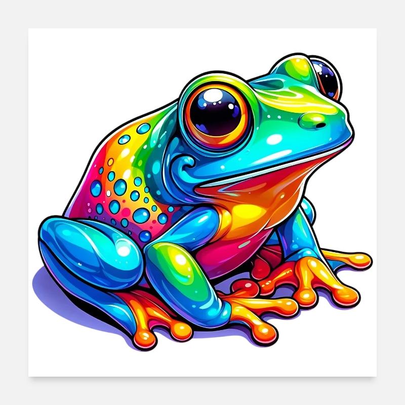 Grenouille - Poster 60 x 60 cm - blanc