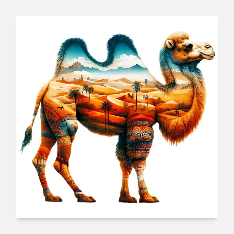 Kamel - Poster 60x60 cm - Weiß