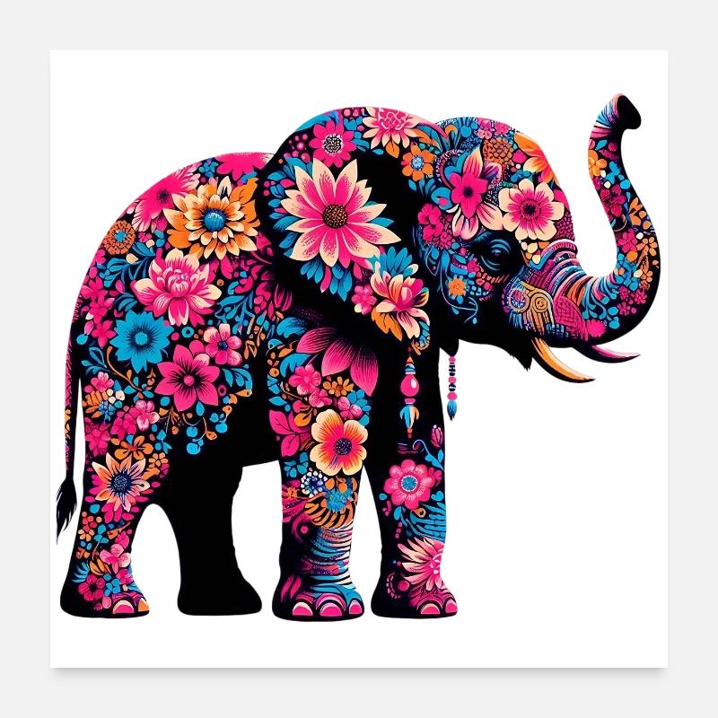 Éléphant Poster 60 x 60 cm