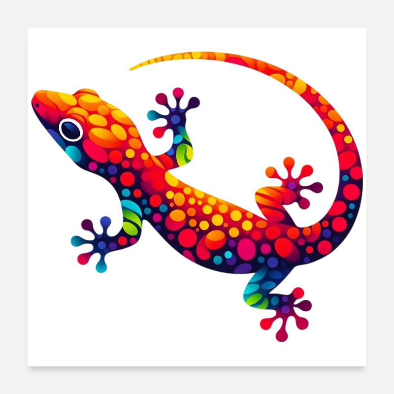Gecko - Poster 60x60 cm - Weiß