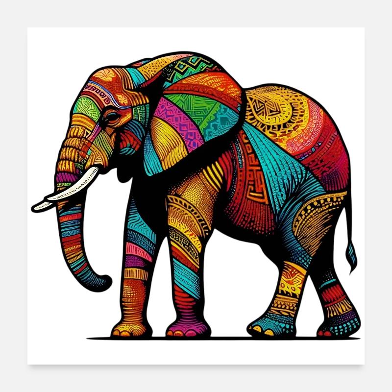 Éléphant Poster 60 x 60 cm